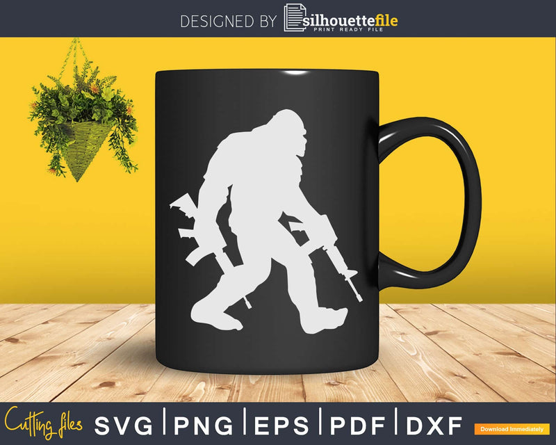 Bigfoot With Rifle Sasquatch 2nd Amendment Gun SVG PNG dxf