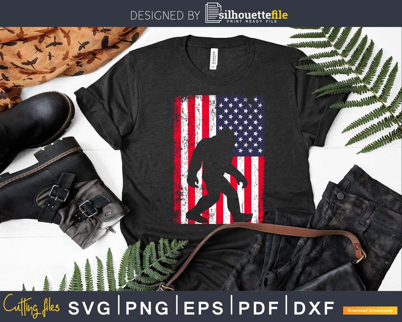 Bigfoot Sasquatch I Believe shirt Patriot American Flag USA