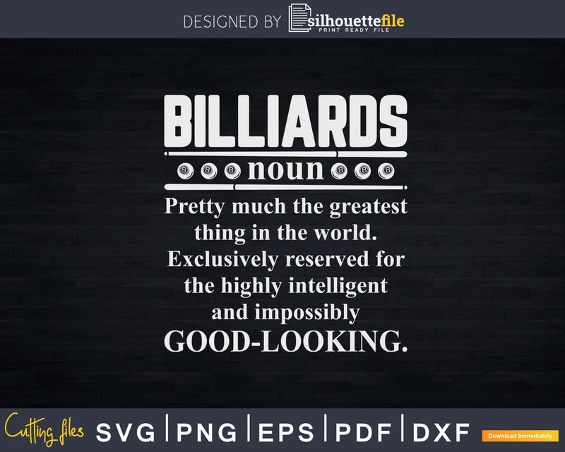 Billiards Dictionary Definition Svg Png Cricut File