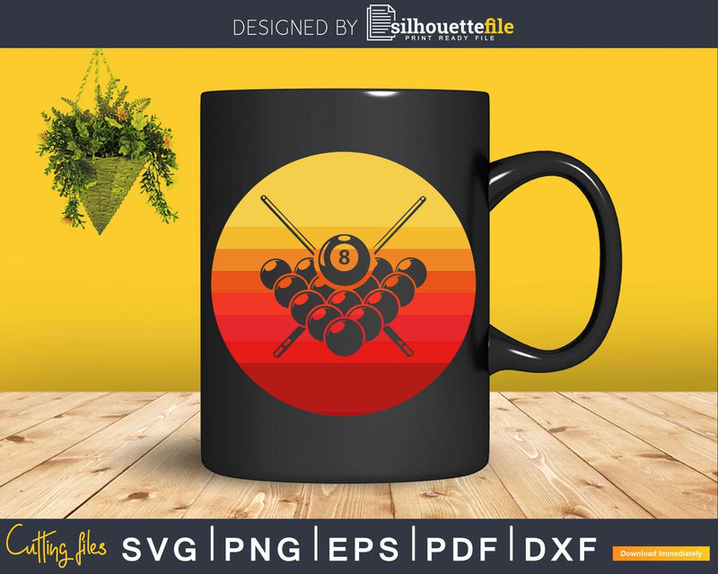 Billiards Pool Retro Vintage Sunset Old School Svg T-shirt