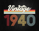 Birthday Svg Vintage Classic Born In 1940 Png T-shirt