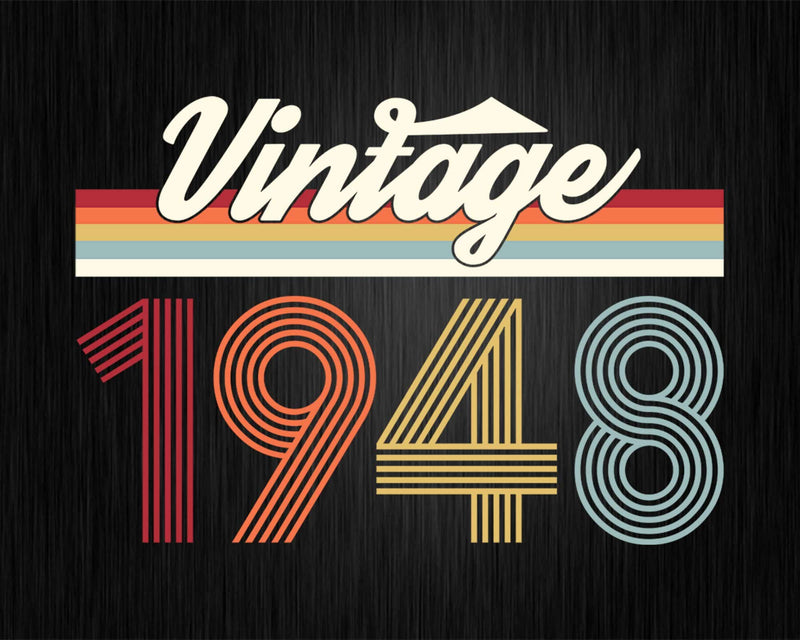 Birthday Svg Vintage Classic Born In 1948 Png T-shirt