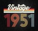 Birthday Svg Vintage Classic Born In 1951 Png T-shirt