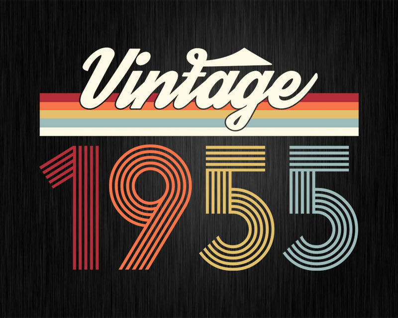Birthday Svg Vintage Classic Born In 1955 Png T-shirt