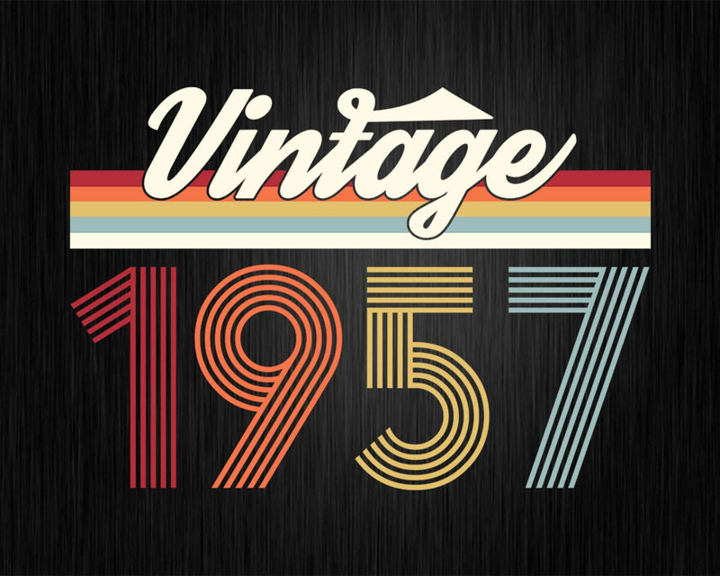 Birthday Svg Vintage Classic Born In 1957 Png T-shirt