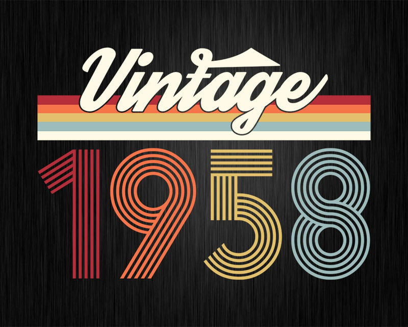 Birthday Svg Vintage Classic Born In 1958 Png T-shirt