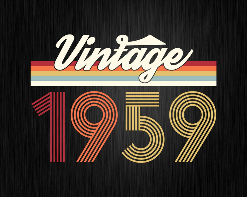 Birthday Svg Vintage Classic Born In 1959 Png T-shirt