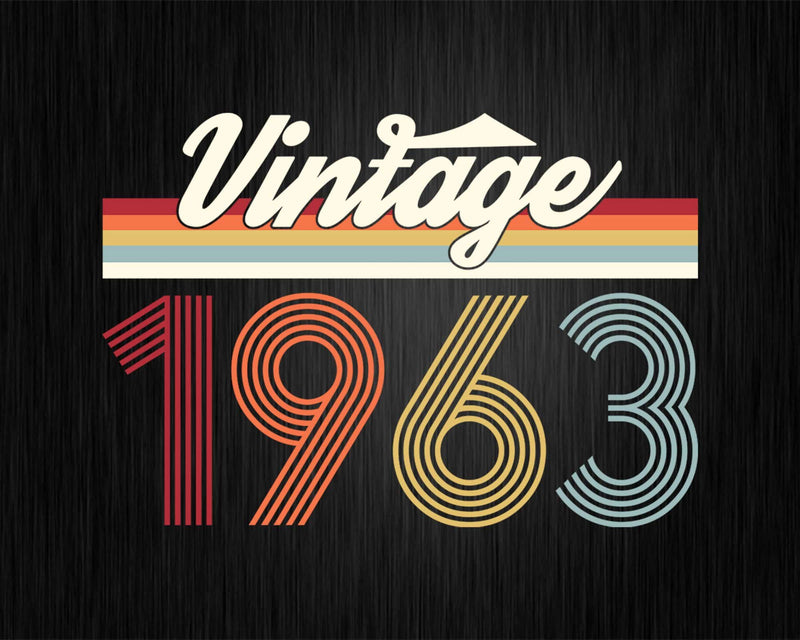 Birthday Svg Vintage Classic Born In 1963 Png T-shirt