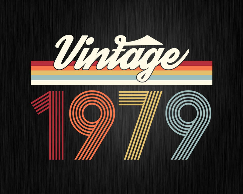 Birthday Svg Vintage Classic Born In 1979 Png T-shirt