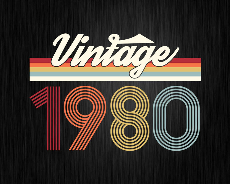 Birthday Svg Vintage Classic Born In 1980 Png T-shirt