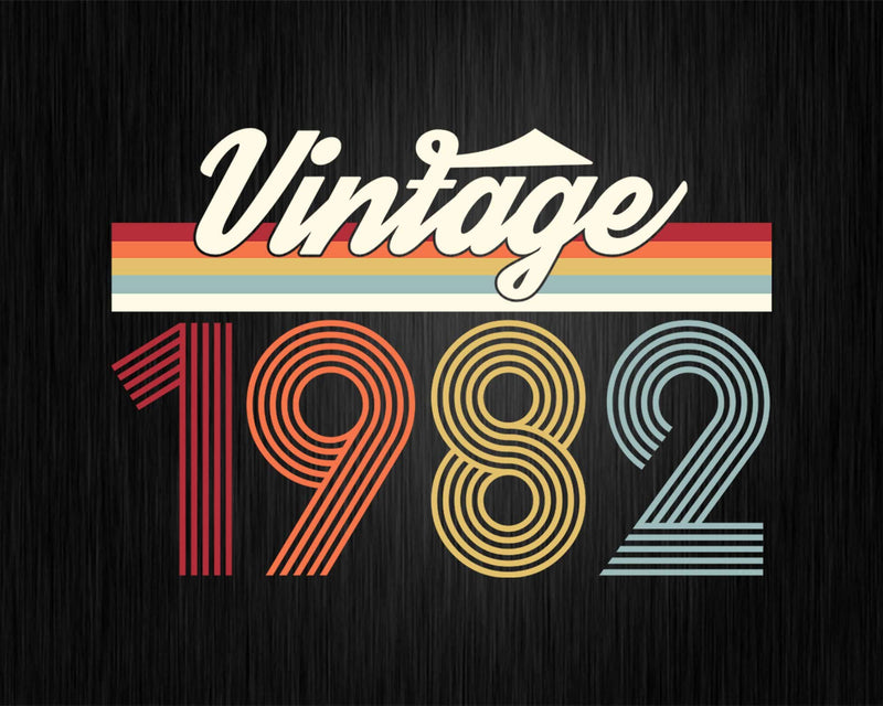 Birthday Svg Vintage Classic Born In 1982 Png T-shirt