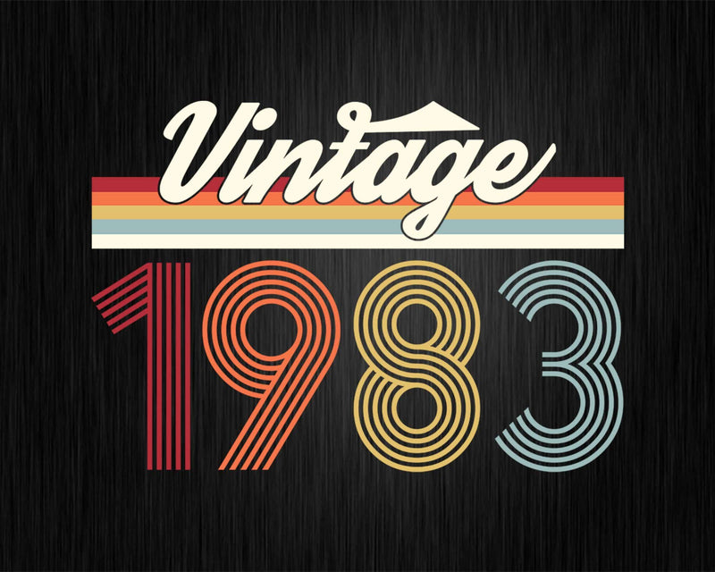 Birthday Svg Vintage Classic Born In 1983 Png T-shirt