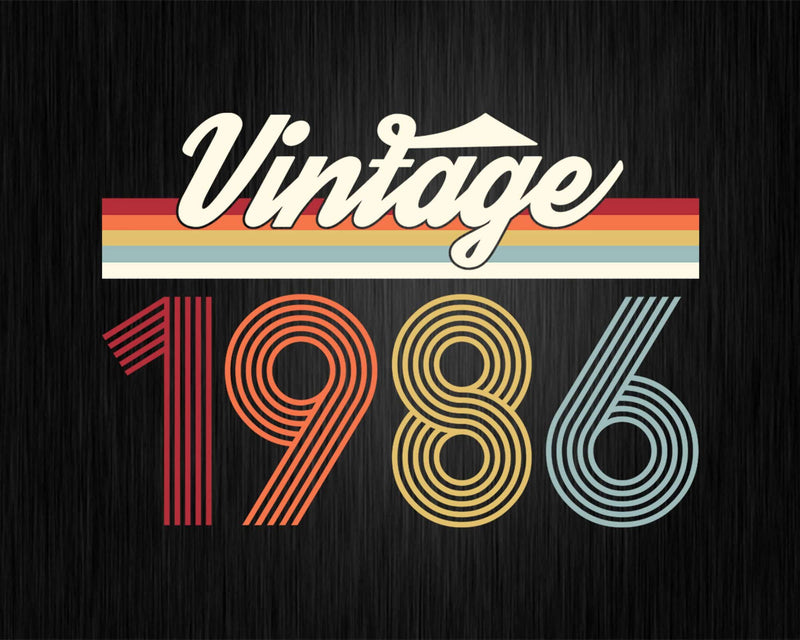 Birthday Svg Vintage Classic Born In 1986 Png T-shirt