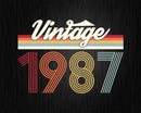 Birthday Svg Vintage Classic Born In 1987 Png T-shirt