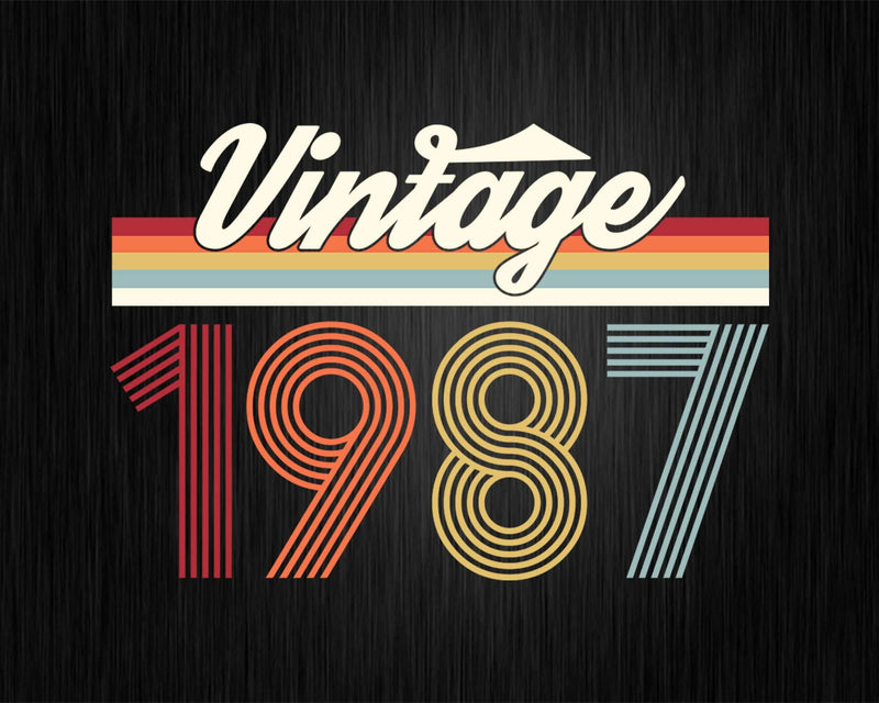 Birthday Svg Vintage Classic Born In 1987 Png T-shirt