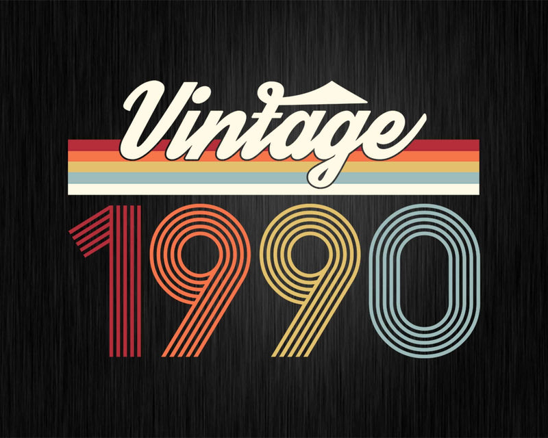 Birthday Svg Vintage Classic Born In 1990 Png T-shirt