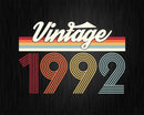 Birthday Svg Vintage Classic Born In 1992 Png T-shirt