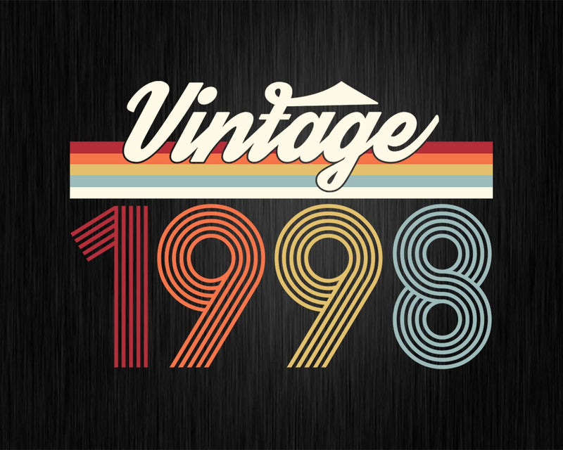 Birthday Svg Vintage Classic Born In 1998 Png T-shirt