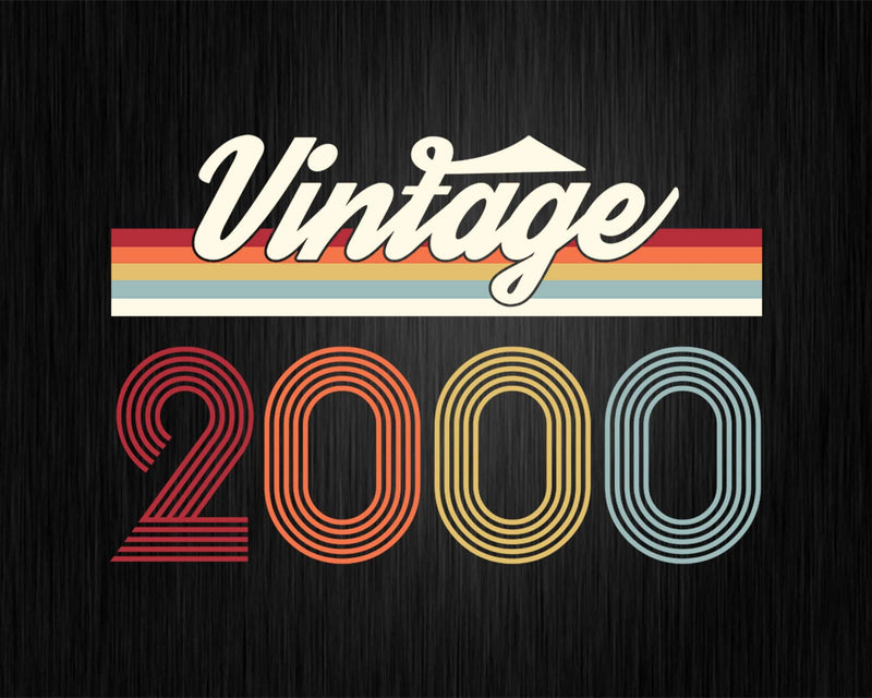 Birthday Svg Vintage Classic Born In 2000 Png T-shirt