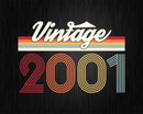 Birthday Svg Vintage Classic Born In 2001 Png T-shirt