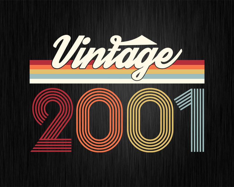 Birthday Svg Vintage Classic Born In 2001 Png T-shirt