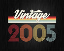Birthday Svg Vintage Classic Born In 2005 Png T-shirt