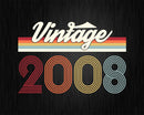 Birthday Svg Vintage Classic Born In 2008 Png T-shirt
