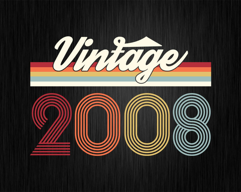 Birthday Svg Vintage Classic Born In 2008 Png T-shirt