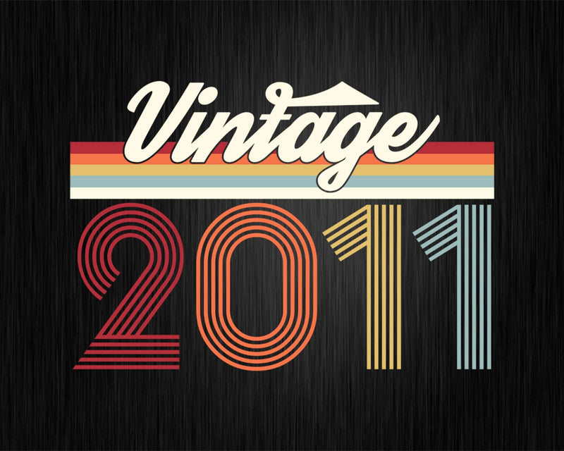 Birthday Svg Vintage Classic Born In 2011 Png T-shirt