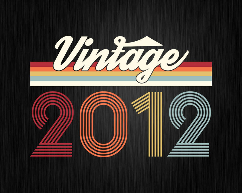 Birthday Svg Vintage Classic Born In 2012 Png T-shirt