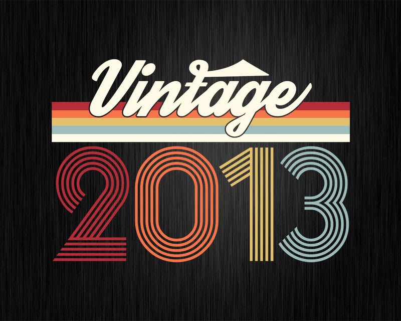 Birthday Svg Vintage Classic Born In 2013 Png T-shirt