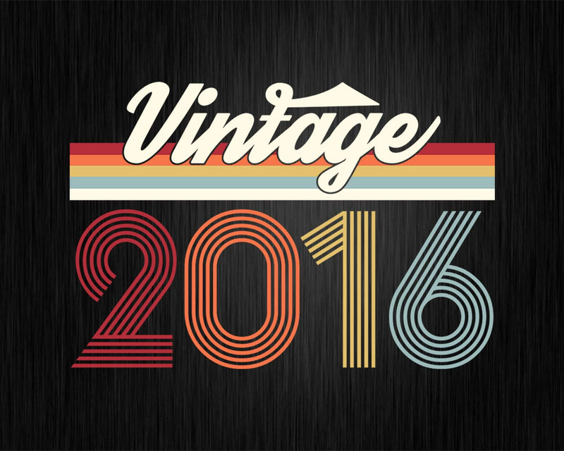 Birthday Svg Vintage Classic Born In 2016 Png T-shirt