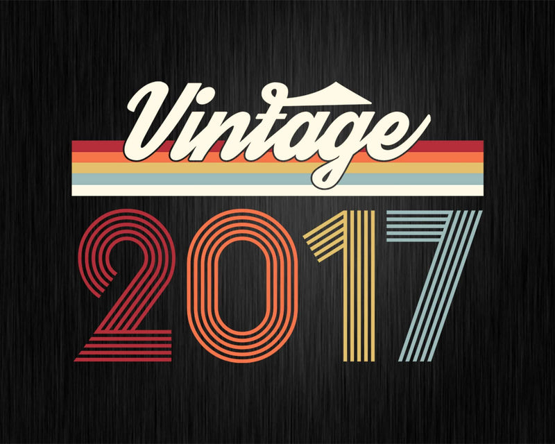 Birthday Svg Vintage Classic Born In 2017 Png T-shirt