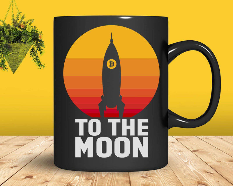 Bitcoin To The Moon BTC Rocket Crypto Currency Blockchain