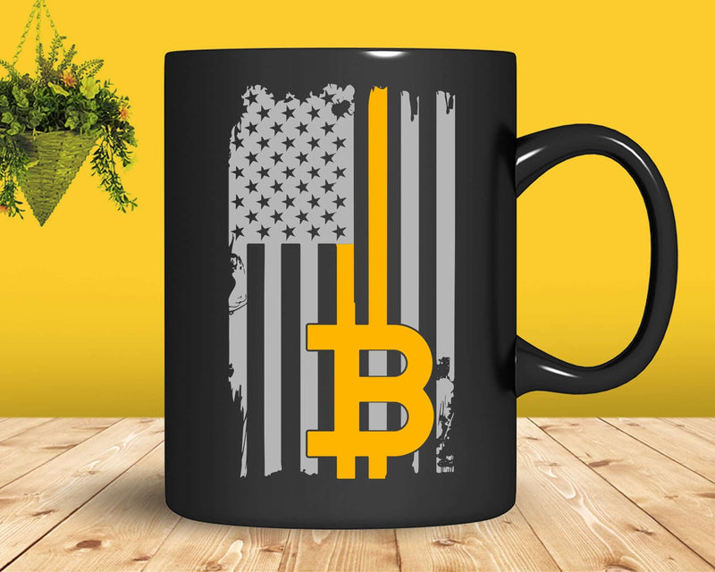 Bitcoin USA Flag Distressed Digital Currency Lover Svg