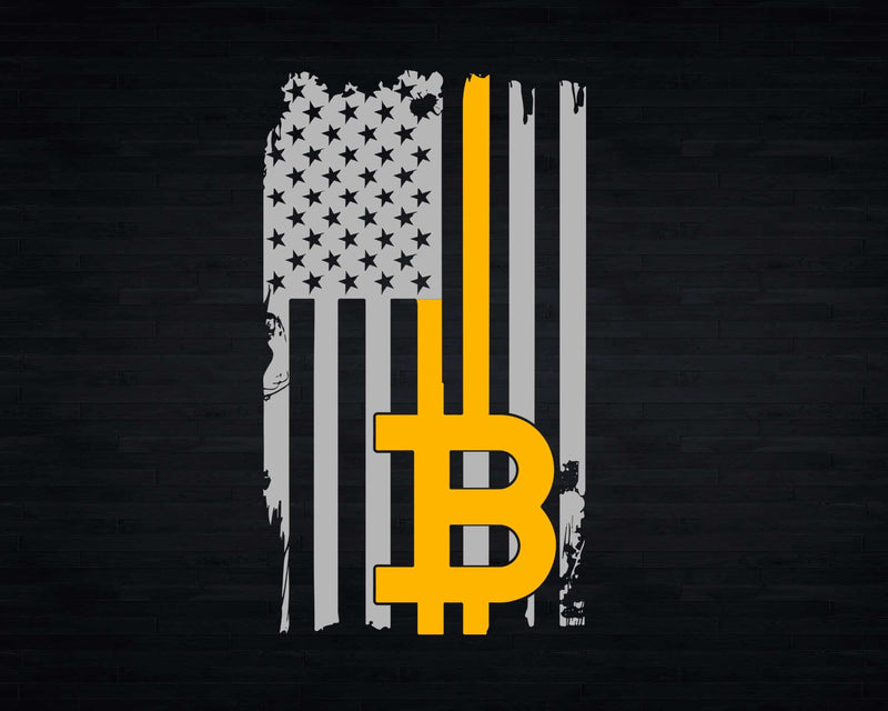 Bitcoin USA Flag Distressed Digital Currency Lover Svg