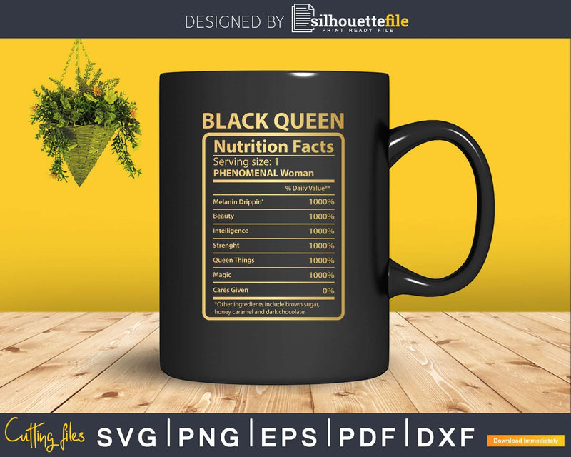 Black Queen girl Magic nutrition facts Svg png dxf svg for