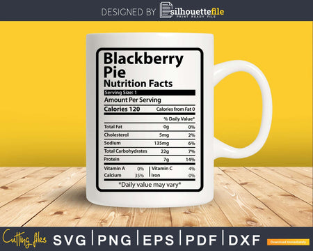 Blackberry Pie Nutrition Facts Funny Thanksgiving Christmas