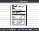 Blackberry Pie Nutrition Facts Funny Thanksgiving Christmas