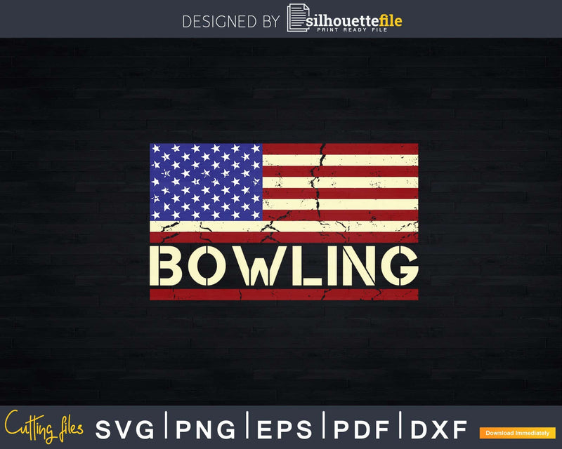 Bowling Player American Flag T-shirt Design Svg Files