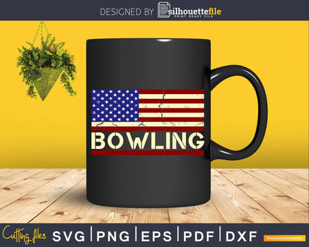 Bowling Player American Flag T-shirt Design Svg Files