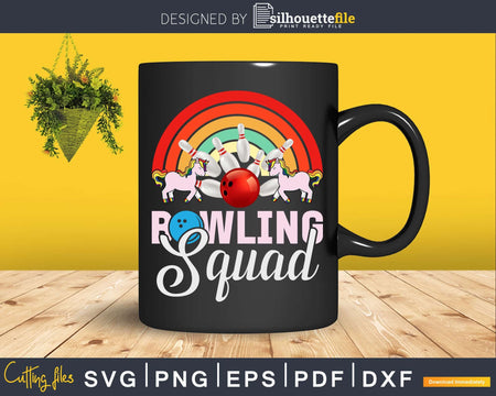 Bowling Squad Rainbow Unicorn League Team T-shirt Design