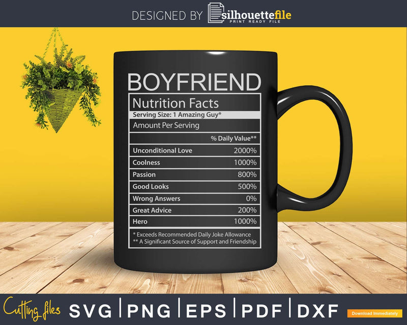 Boyfriend Nutritional Facts Svg Png Dxf Cricut Files