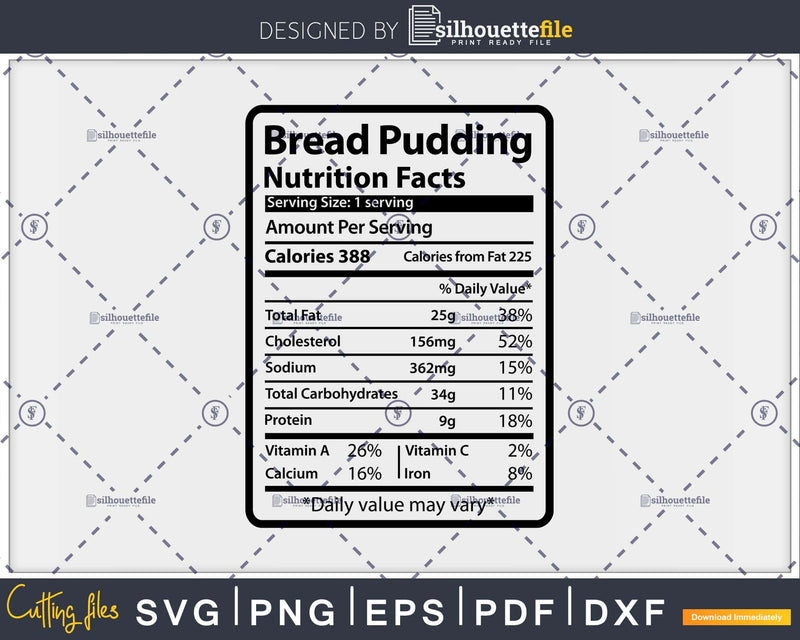Bread Pudding Nutrition Facts Funny Thanksgiving Christmas