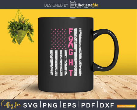 Breast Cancer Awareness American Flag Distressed svg png
