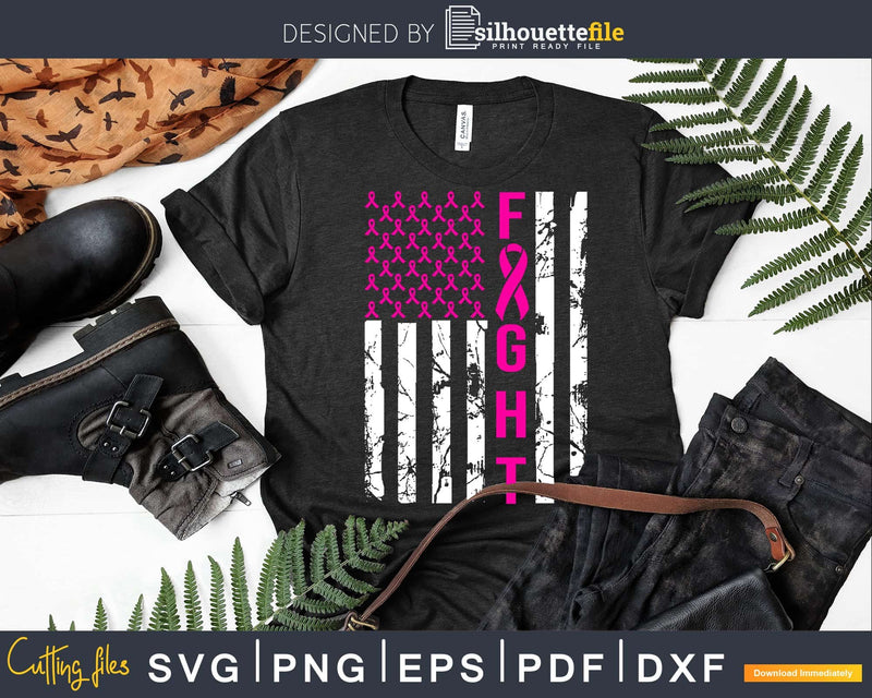 Breast Cancer Awareness Shirt American Flag Svg Designs Cut