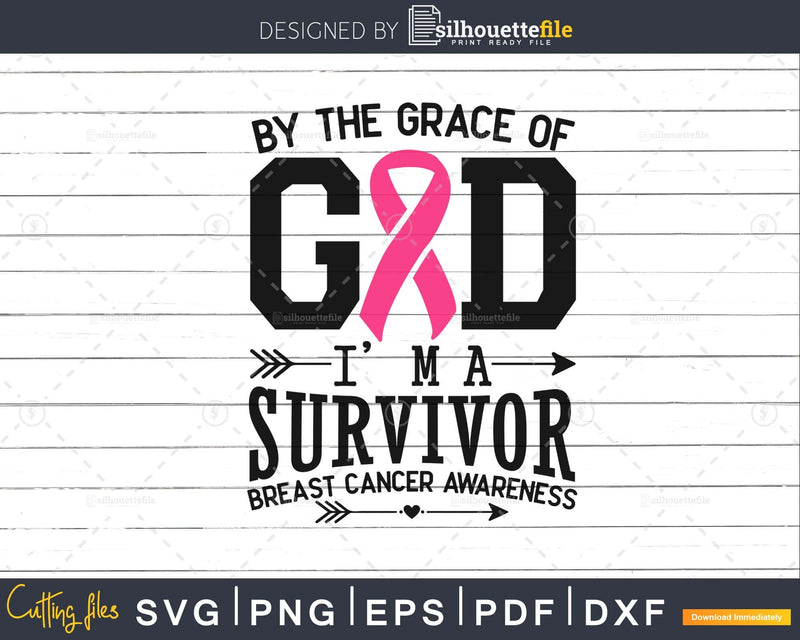 Breast Cancer Survivor svg Support Pink Ribbon Grace God