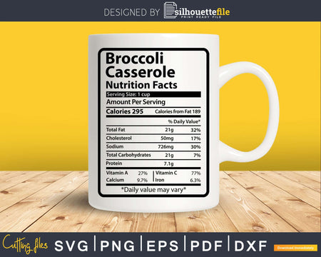 Broccoli Casserole Nutrition Facts Thanksgiving Christmas