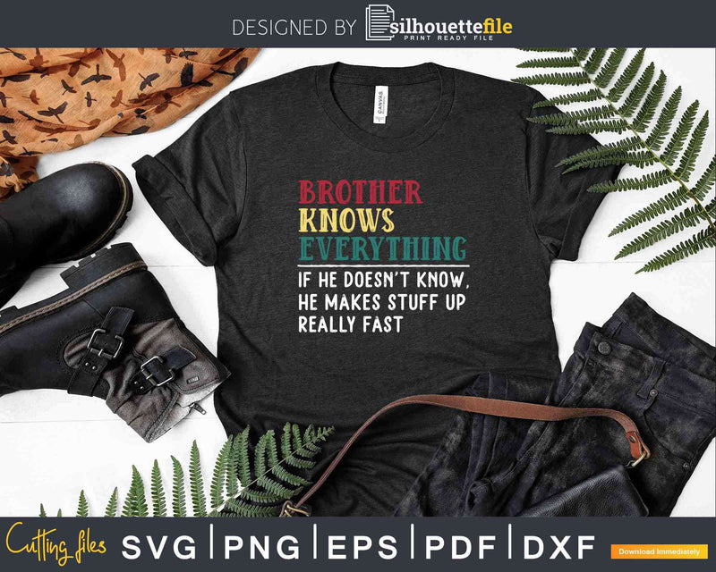 Brother Knows Everything Funny Fathers Day Svg Dxf Eps