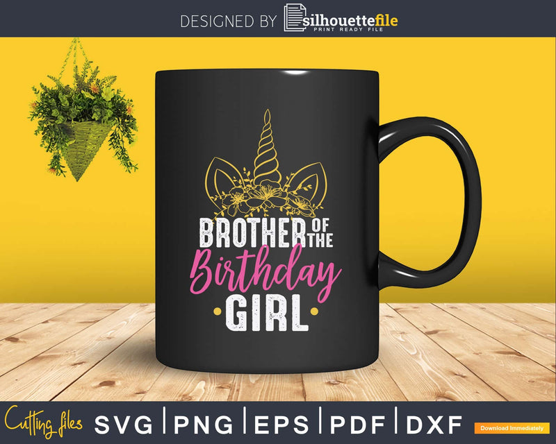 Brother Of The Birthday Girl Sibling Gift Unicorn Svg Png